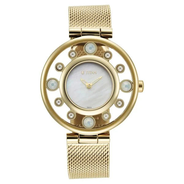 TITAN PURPLE UNENDING BEAUTY MOTHER OF PEARL DIAL WOMEN WATCH WITH STAINLESS STEEL STRAP