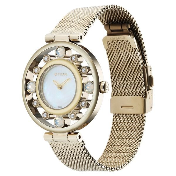 TITAN PURPLE UNENDING BEAUTY MOTHER OF PEARL DIAL WOMEN WATCH WITH STAINLESS STEEL STRAP