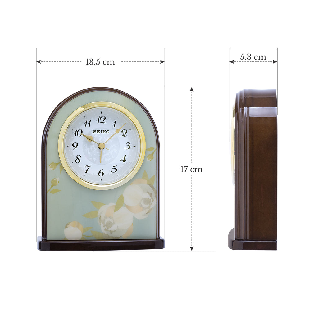 SEIKO QXE055L PIANO FINISH WOOD DESK CLOCK