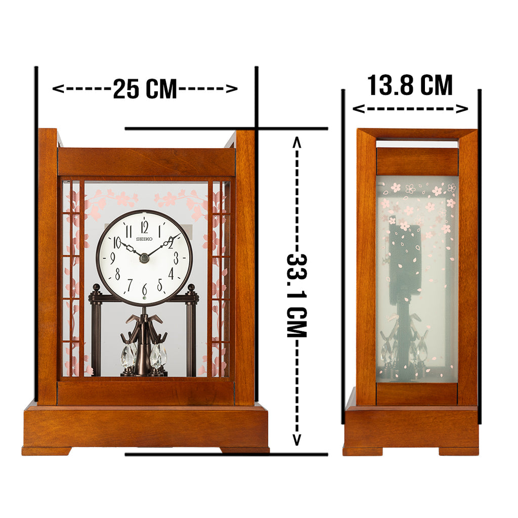 SEIKO QXN235B SAKURA BLOOM DECORATIVE MANTEL TABLE CLOCK