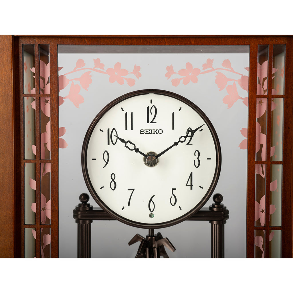 SEIKO QXN235B SAKURA BLOOM DECORATIVE MANTEL TABLE CLOCK