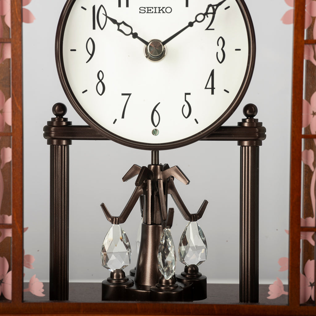 SEIKO QXN235B SAKURA BLOOM DECORATIVE MANTEL TABLE CLOCK