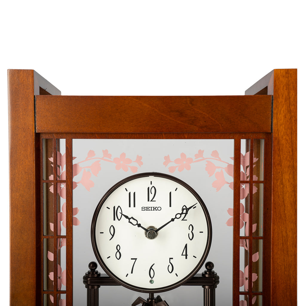 SEIKO QXN235B SAKURA BLOOM DECORATIVE MANTEL TABLE CLOCK