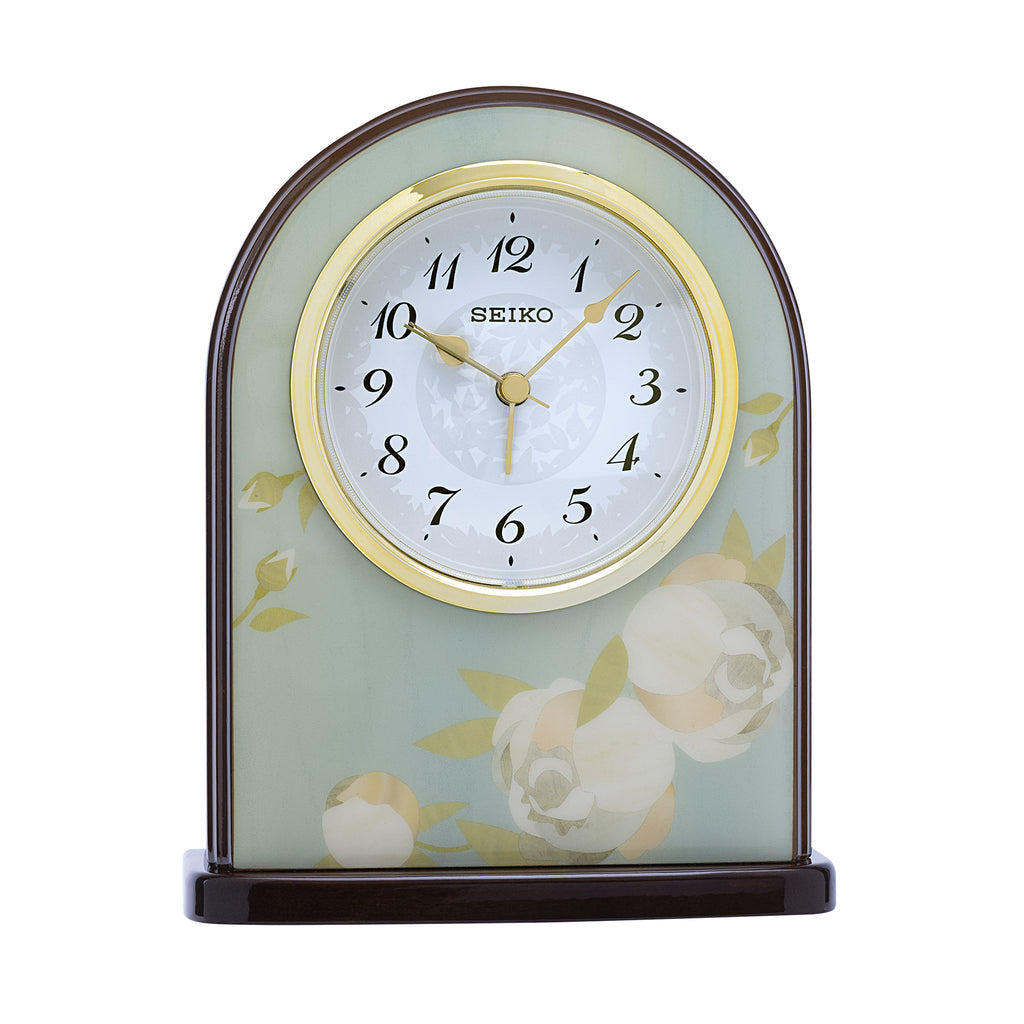 SEIKO QXE055L PIANO FINISH WOOD DESK CLOCK