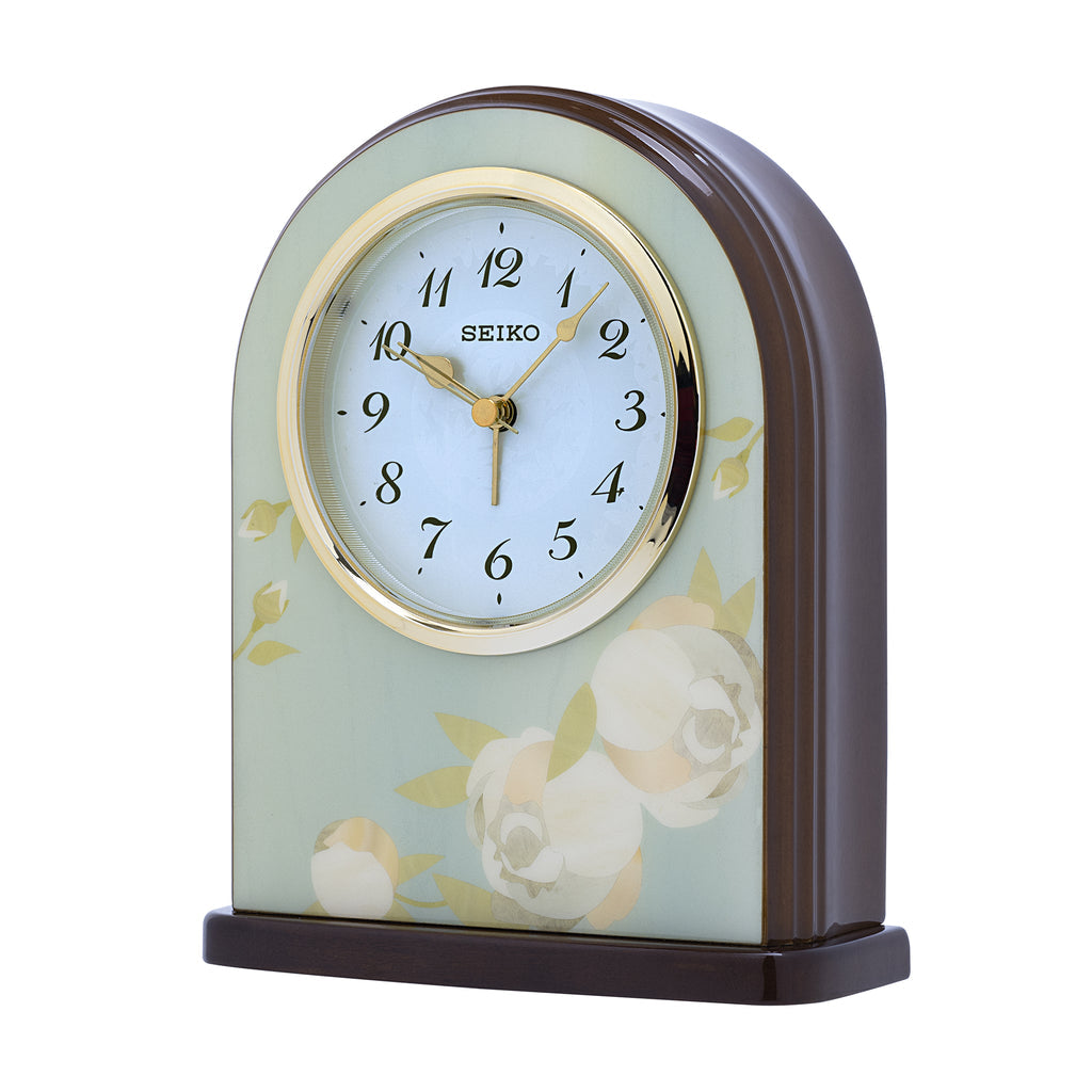 SEIKO QXE055L PIANO FINISH WOOD DESK CLOCK