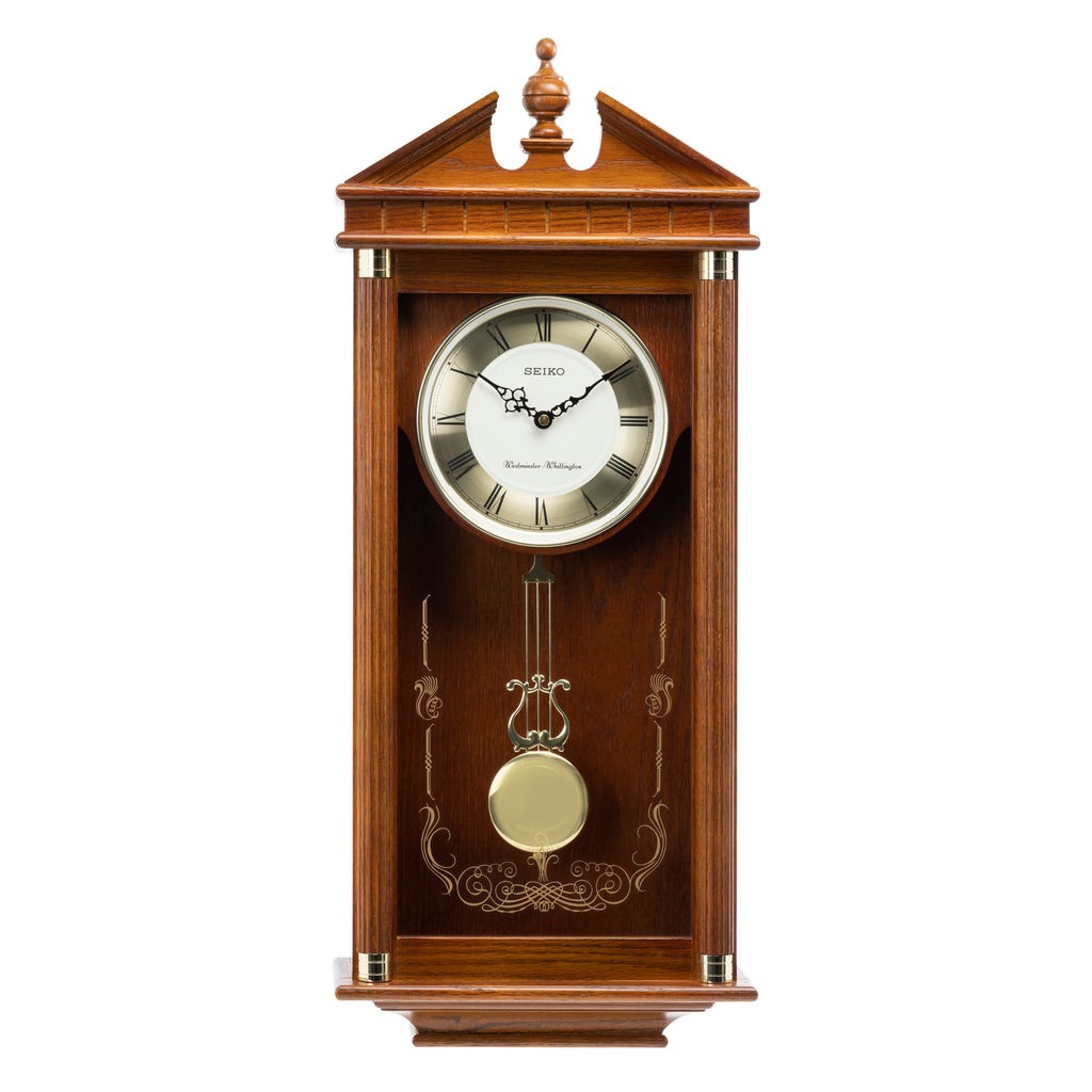 SEIKO CLOCKS QXH107B DUAL CHIME OAK WOOD MUSICAL PENDULUM