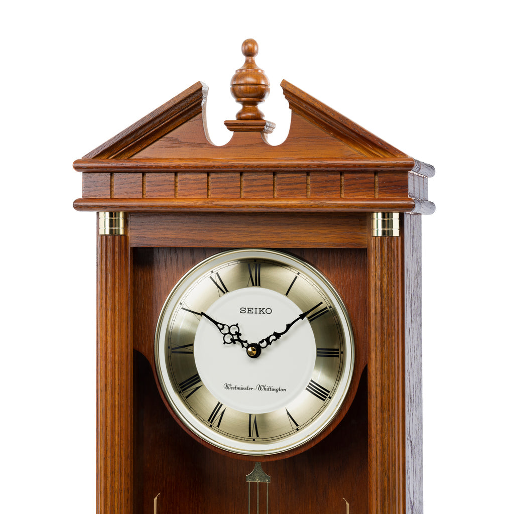 SEIKO CLOCKS QXH107B DUAL CHIME OAK WOOD MUSICAL PENDULUM