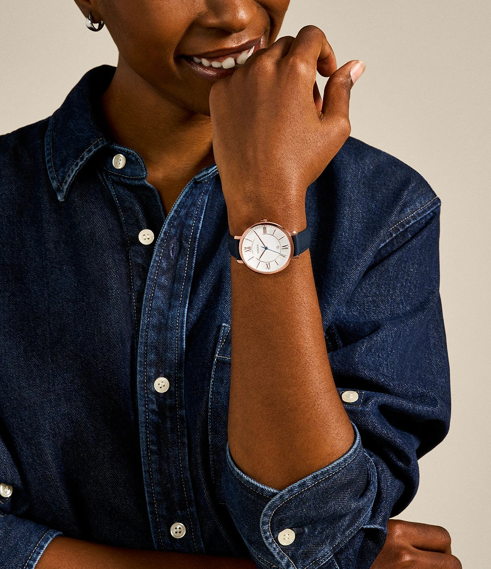 Jacqueline Navy Leather Watch - ES3843