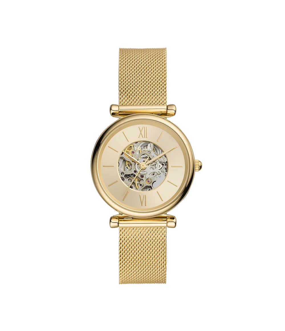 Carlie Automatic Gold Mesh Women - ME3250