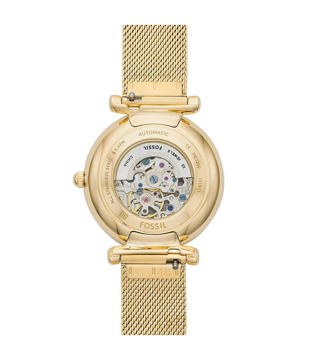 Carlie Automatic Gold Mesh Women - ME3250
